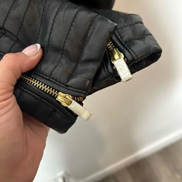 Sezane Black Leather Moto Jacket Size M Full Zip Retro Classic NWT Timeless - Picture 7 of 13